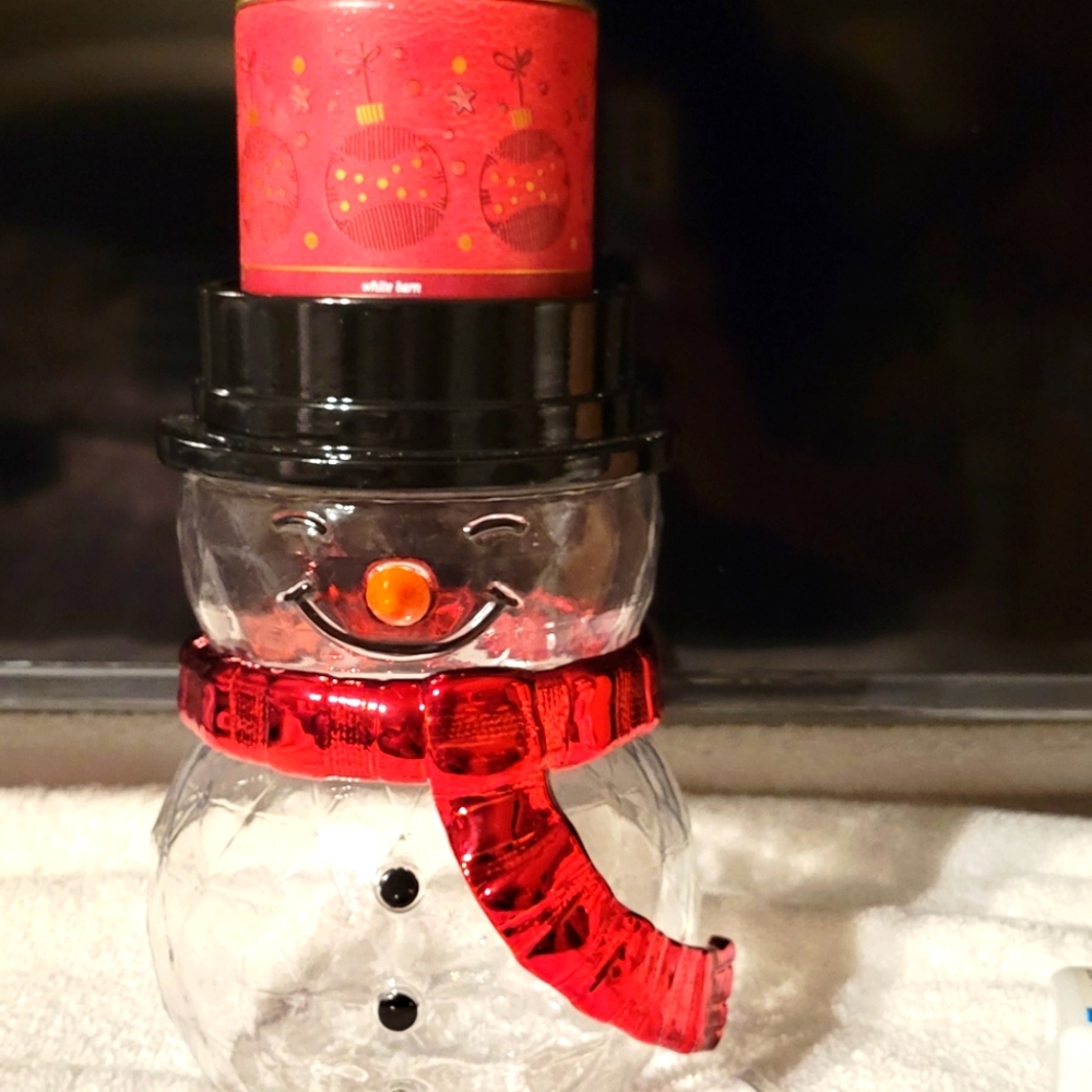 ⛄Bath & body works faceted Snowman Single Wick Candle Holder🆕